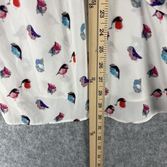 Rose Olive Tunic Top Woman 2X Bird Print 3/4 Sleeve Lightweight Pintuck Artsy - Picture 10 of 14